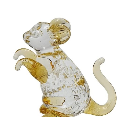 DMtse Glass Crystal Mouse Decor Statue Ornament Figurine Collectibles Ornament Statue Animal Decoration Gift with Box
