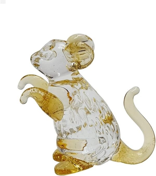 DMtse Glass Crystal Mouse Decor Statue Ornament Figurine Collectibles Ornament Statue Animal Decoration Gift with Box