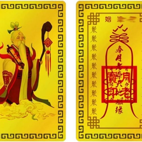DMtse Chinese Feng Shui God of Matchmaker Amulet Card Good Luck Symbol Comes Best Love Happy Marriage Success