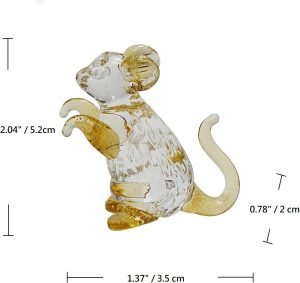 DMtse Glass Crystal Mouse Decor Statue Ornament Figurine Collectibles Ornament Statue Animal Decoration Gift with Box：圖片 2