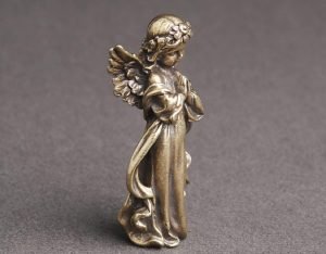 DMtse Brass Mini Adorable Eros Guardian Angel Cherubs Statue Figurine Ornaments Brings Blessing Lucky Love and Happiness Decoration：圖片 3