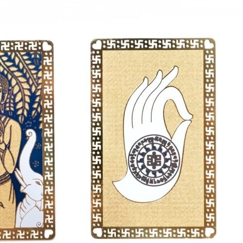 DMtse Chinese Feng Shui Buddha Twin Elephant Amulet Card for Meditation Good Luck Wealth Success and Protection