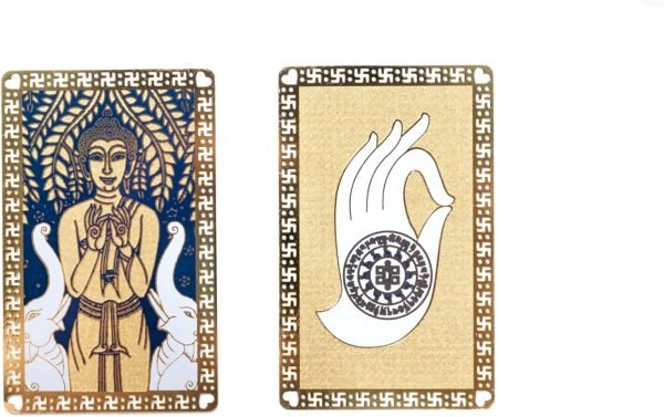 DMtse Chinese Feng Shui Buddha Twin Elephant Amulet Card for Meditation Good Luck Wealth Success and Protection