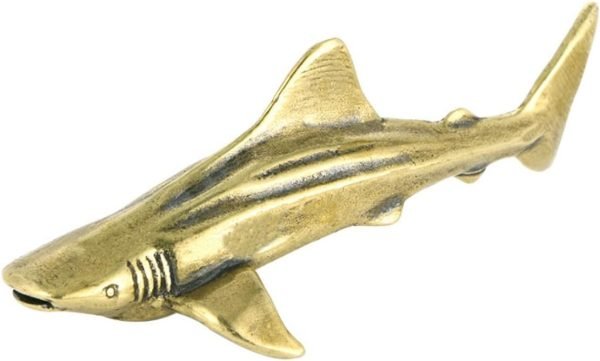 DMtse 黃銅鯊魚裝飾雕像裝飾品動物雕塑幸運收藏品禮物