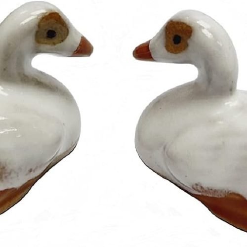 DMtse Ceramic Pair White Ducks Decor for Home Décor Porcelain Figurines Decoration for Happy Lucky Ceramic (2 1/8 inch Size)
