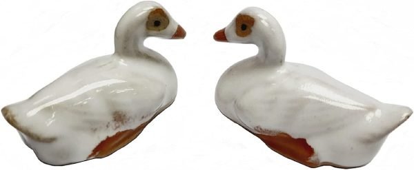 DMtse Ceramic Pair White Ducks Decor for Home Décor Porcelain Figurines Decoration for Happy Lucky Ceramic (2 1/8 inch Size)