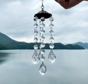 DMtse Chandelier Wind Chimes Crystal Loquat Prisms Hanging Suncatcher Pendant Hanger for Window Curtains Home Garden Decoration DIY Ornament Gifts - Image 4