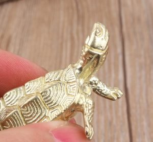 DMtse Chinese Feng Shui Brass Mini Mascot Golden Turtle Statue Figurines Sculpture Collectibles of Good Health Good Lucky for Long Life Lucky Gift - Image 5