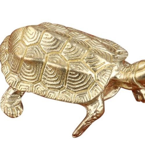 DMtse Chinese Feng Shui Brass Mini Mascot Golden Turtle Statue Figurines Sculpture Collectibles of Good Health Good Lucky for Long Life Lucky Gift