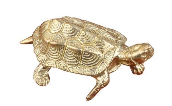 DMtse Chinese Feng Shui Brass Mini Mascot Golden Turtle Statue Figurines Sculpture Collectibles of Good Health Good Lucky for Long Life Lucky Gift