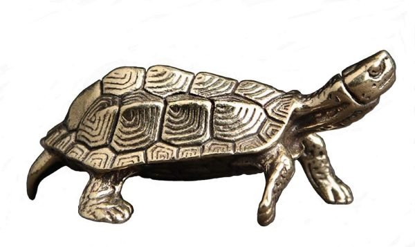 DMtse Chinese Feng Shui Brass Mini Mascot Turtle Statue Figurines Sculpture Collectibles of Good Health Good Lucky for Long Life Lucky Gift
