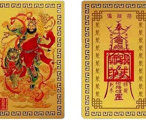 DMtse Chinese Feng Shui God of Wealth Caishen Zhao Gongming Army General Amulet Card for Good Luck Auspicious Success