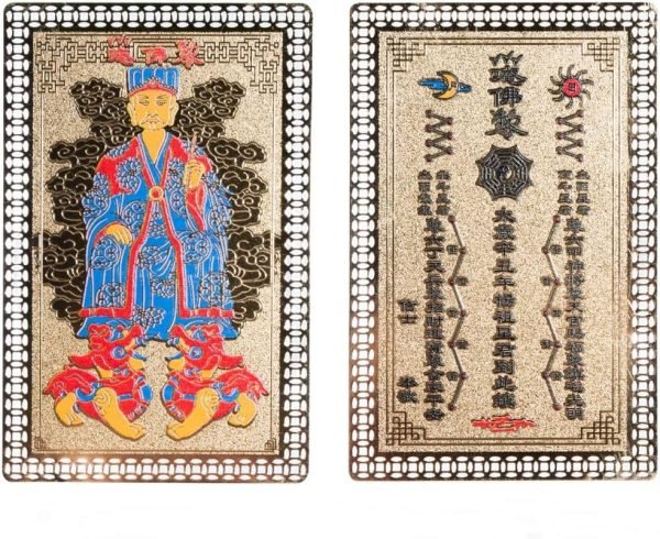 DMtse 中國風水太歲護身符卡金色好運祝福