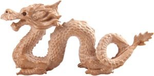 DMtse Feng Shui Carved Natural Wood Dragon Statue Sculpture Animal Figurine Brings Good Lucky for Success Mascot 4 inch Long Gift - Image 2