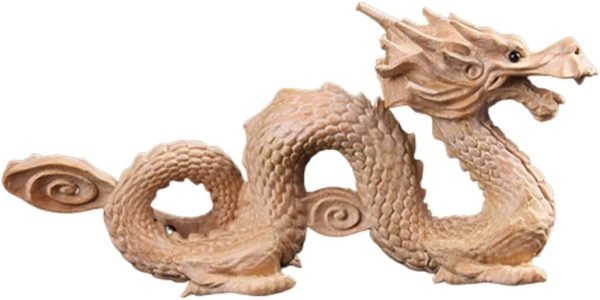 DMtse 風水雕刻天然木龍雕像雕塑動物雕像帶來好運成功吉祥物 4 英寸長禮物