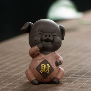DMtse Feng Shui Lucky Pig Zisha Ceramic Statue Figurines for Animal Home Shop Office Decoration Placed in Feng Shui Living Room Bedroom - Image 3