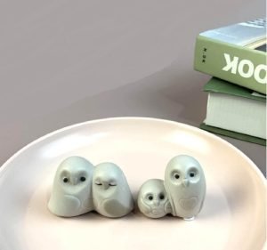 DMtse Handmade Ceramic Feng Shui Owl Lovers Pair for Love & Fidelity Statue (2 1/2 inch Small Size) - Image 2