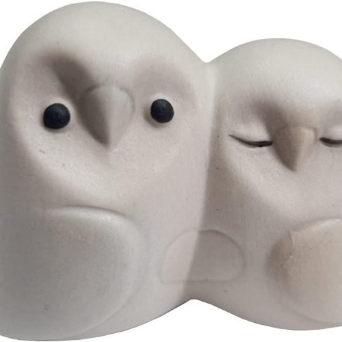 DMtse Handmade Ceramic Feng Shui Owl Lovers Pair for Love & Fidelity Statue (2 1/2 inch Small Size)