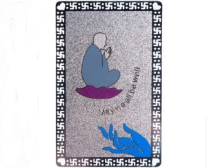 DMtse Japanese Buddha Jizo Monk Blessing Talisman Card Greetings Card for May We All Be Well and World Peace - Image 3
