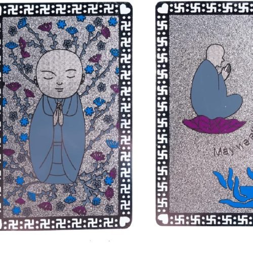 DMtse Japanese Buddha Jizo Monk Blessing Talisman Card Greetings Card for May We All Be Well and World Peace