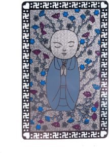 DMtse Japanese Buddha Jizo Monk Blessing Talisman Card Greetings Card for May We All Be Well and World Peace - Image 2