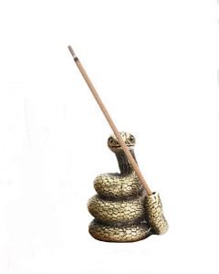 DMtse Brass Mini Antique Snake Statue Incense Holder Burner Ornaments Meditation Serene Statue Figurine Collectible - Image 6