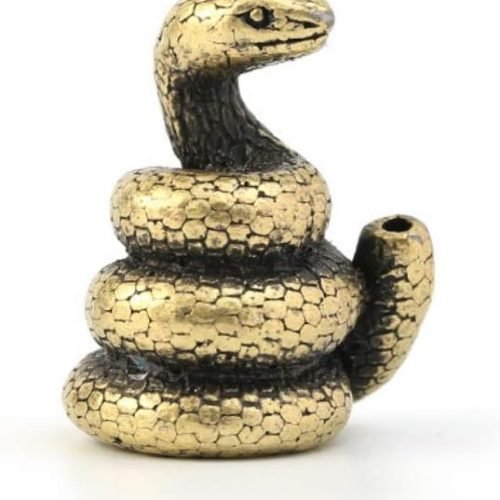 DMtse Brass Mini Antique Snake Statue Incense Holder Burner Ornaments Meditation Serene Statue Figurine Collectible