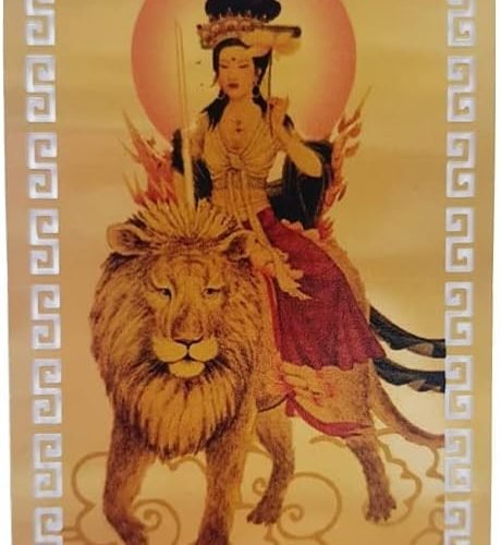 DMtse Chinese Feng Shui Amulet Card for Protection Manjushri Buddha Gold Card for Good Luck Auspicious Success and Protection