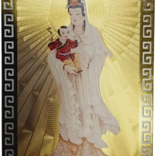 DMtse Chinese Feng Shui Amulet Card for Protection Kwan Yin Songzi Guanyin Avalokitesvara for Good Luck Auspicious Success and Desire