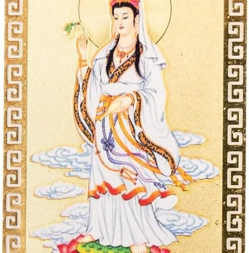DMtse Chinese Feng Shui Amulet Card for Protection Kwan Yin Guanyin Gold Card for Good Luck Auspicious Success and Protection