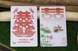 DMtse Feng Shui Double Happiness Amulet Card with The Symbol of Double Happiness, Mandarin Ducks, Lotus, Bird and Butterfly - Image 3