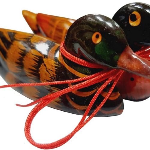 DMtse Feng Shui Pair Mandarin Ducks for Love & Fidelity Resin 3.15 inch / 8 CM Size Free Red String