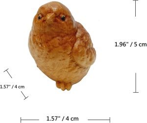 DMtse Hand Carved Natural Wood Bird Statue Cute Funny Sitting Lucky Bird for Animal Sculpture Figurine - Image 3