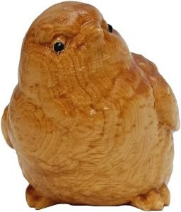 DMtse Hand Carved Natural Wood Bird Statue Cute Funny Sitting Lucky Bird for Animal Sculpture Figurine - Image 2