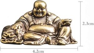 DMtse Brass Mini Sitting Laughing Buddha Statue Ornaments Brings Peace and Prosperity Decoration - Image 5