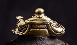 DMtse Brass Mini Sitting Laughing Buddha Statue Ornaments Brings Peace and Prosperity Decoration - Image 3
