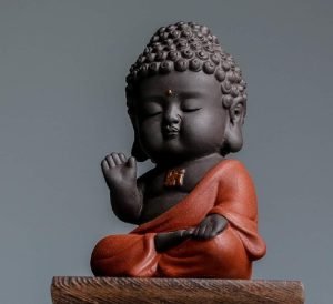 DMtse Buddha Zen Meditation Sitting Ceramic Figurines for Home Decor Accents, Living Room Bedroom Office Decoration Bookshelf TV Stand Decoration Tea Ceremony Sculptures Collection：圖片 8