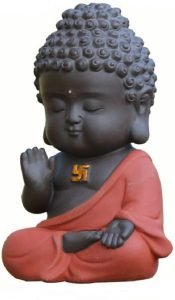 DMtse Buddha Zen Meditation Sitting Ceramic Figurines for Home Decor Accents, Living Room Bedroom Office Decoration Bookshelf TV Stand Decoration Tea Ceremony Sculptures Collection：圖片 7