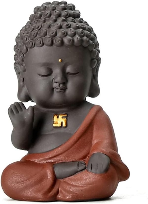 DMtse Buddha Zen Meditation Sitting Ceramic Figurines for Home Decor Accents, Living Room Bedroom Office Decoration Bookshelf TV Stand Decoration Tea Ceremony Sculptures Collection