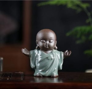 DMtse Cute Little Monk Buddha Ceramic Figurines for Home Office Decoration Tea Table Desk Bookshelf TV Stand Decoration Accessories Creative Baby Craft Doll Ornament Gift - Image 6