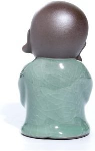 DMtse Cute Little Monk Buddha Ceramic Figurines for Home Office Stand Decoration Accessories Chanting and Meditation Statue Ornament Attractive & Serene Gift：圖片 3