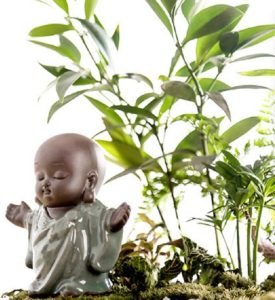 DMtse Cute Little Monk Buddha Ceramic Figurines for Home Office Decoration Tea Table Desk Bookshelf TV Stand Decoration Accessories Creative Baby Craft Doll Ornament Gift - Image 4