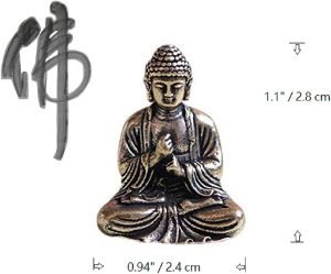 DMtse Brass Mini Antique Sakyamuni Buddha Statue Ornaments Meditation Seated Pose Journey Worship Attractive & Serene Small Pocket Buddha Statue Figurine - Image 4