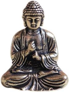 DMtse Brass Mini Antique Sakyamuni Buddha Statue Ornaments Meditation Seated Pose Journey Worship Attractive & Serene Small Pocket Buddha Statue Figurine - Image 2