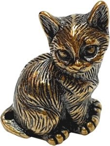 DMtse Brass Cute Cat Kitty Decor Statue Figurines for Animal Sculpture Collectibles Lovely Gift：圖片 7