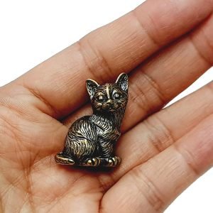 DMtse Brass Cute Cat Kitty Decor Statue Figurines for Animal Sculpture Collectibles Lovely Gift：圖片 6