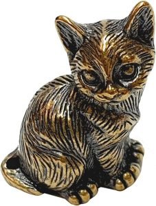 DMtse Brass Cute Cat Kitty Decor Statue Figurines for Animal Sculpture Collectibles Lovely Gift：圖片 5