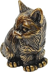 DMtse Brass Cute Cat Kitty Decor Statue Figurines for Animal Sculpture Collectibles Lovely Gift：圖片 4