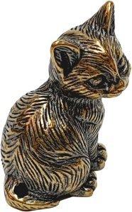 DMtse Brass Cute Cat Kitty Decor Statue Figurines for Animal Sculpture Collectibles Lovely Gift：圖片 3
