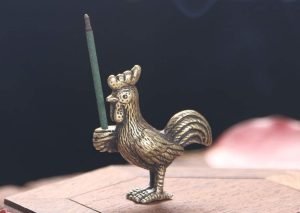 DMtse Brass Mini Antique Chicken Incense Holder Burner Statue Ornaments Meditation Seated Pose Attractive & Serene Small Figurine Collectible - Image 8